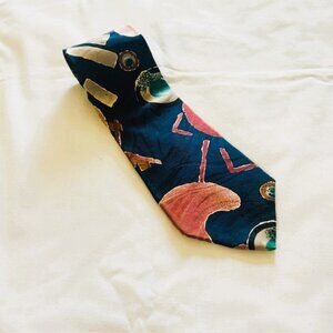 Zylos George Machado Mens Tie Navy Blue Design 100% Italian Silk 57 x 4 in